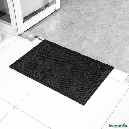 Wholesale Restaurantware Comfy Feet Black Heavy-Duty Outdoor Floor Mat - Diamond - 36" X 24"- Bulk