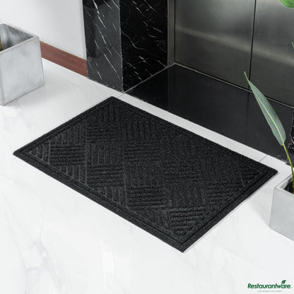 Wholesale Restaurantware Comfy Feet Black Heavy-Duty Outdoor Floor Mat - Diamond - 36" X 24"- Bulk