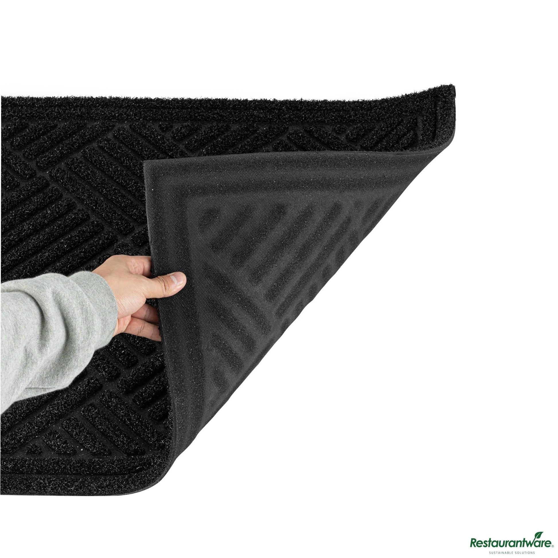 Wholesale Restaurantware Comfy Feet Black Heavy-Duty Outdoor Floor Mat - Diamond - 36" X 24"- Bulk