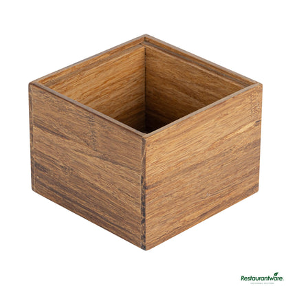 Wholesale Restaurantware Eco Display Natural Bamboo Condiment Rack Box - 4" X 4" X 3 1/4"- Bulk