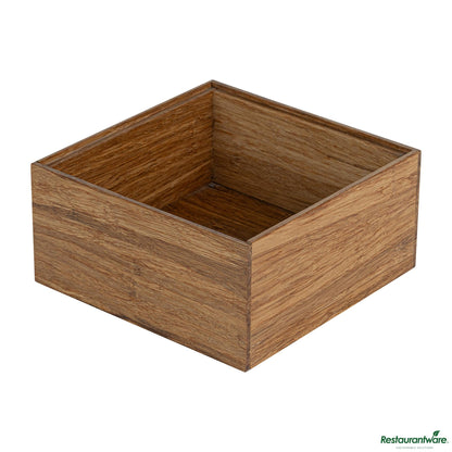 Wholesale Restaurantware Eco Display Natural Bamboo Condiment Rack Deep Box - 6 1/2" X 6 1/2" X 3 1/4"- Bulk