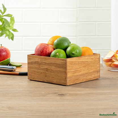 Wholesale Restaurantware Eco Display Natural Bamboo Condiment Rack Deep Box - 6 1/2" X 6 1/2" X 3 1/4"- Bulk