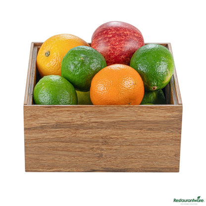 Wholesale Restaurantware Eco Display Natural Bamboo Condiment Rack Deep Box - 6 1/2" X 6 1/2" X 3 1/4"- Bulk