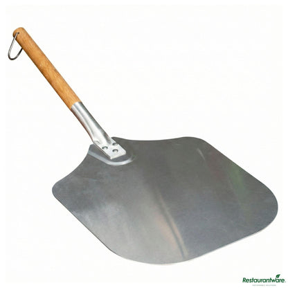 Wholesale Restaurantware Met Lux Aluminum Pizza Peel - with 10" Wooden Handle - 12" X 14"- Bulk