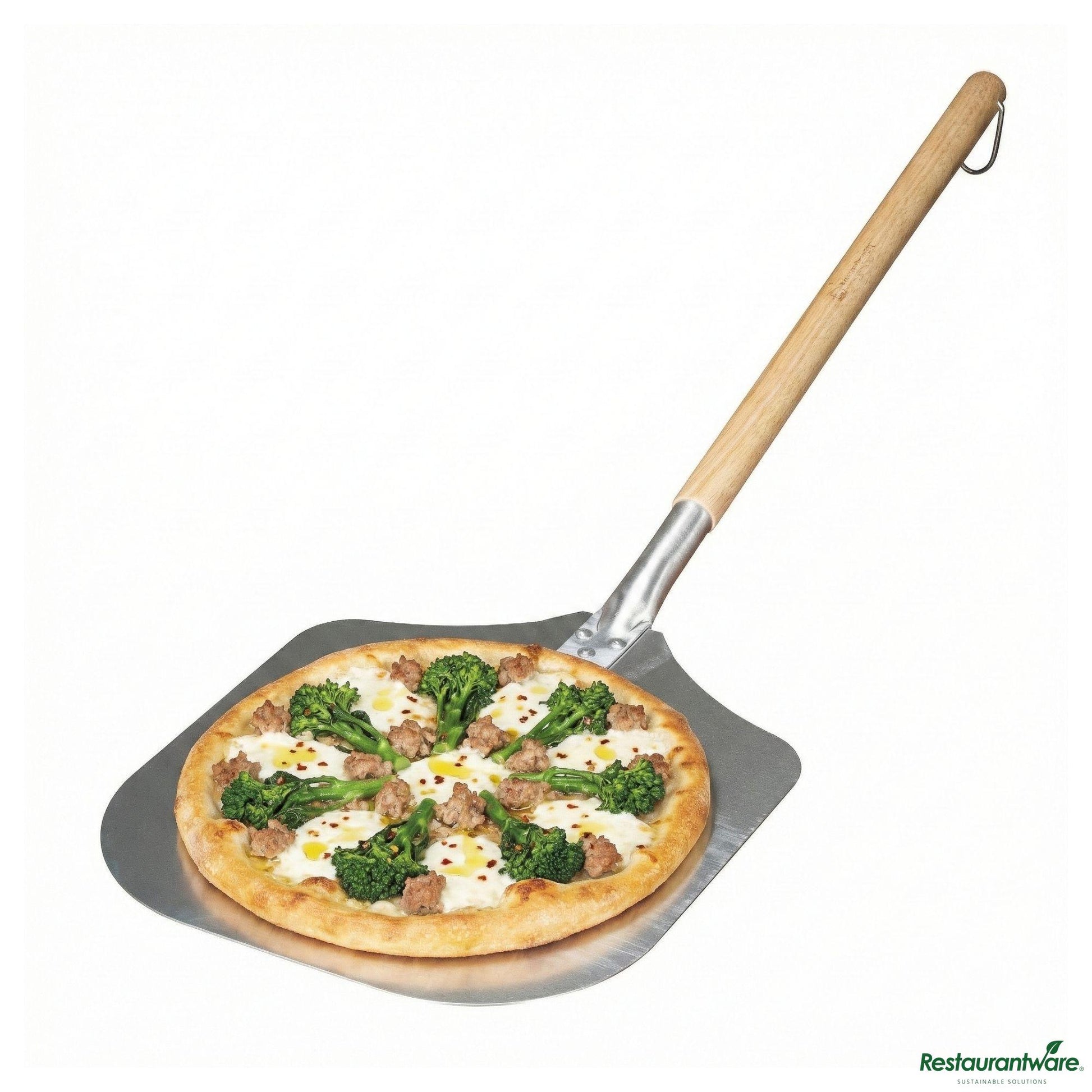 Wholesale Restaurantware Met Lux Aluminum Pizza Peel - with 21" Wooden Handle - 12" X 14"- Bulk