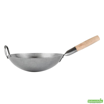Wholesale Restaurantware 12" Carbon Steel Round Bottom Wok / Stir Fry Pan - Hand Hammered- Bulk