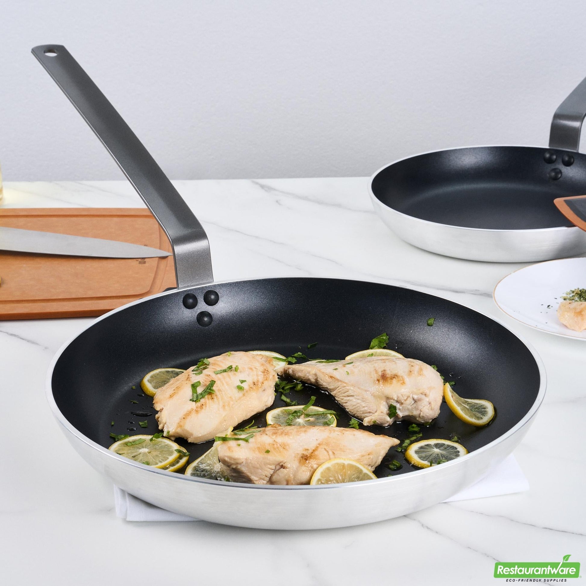 Wholesale Restaurantware Aluminum 14" Fry Pan - Non-Stick, Induction Ready, Heavy Duty- Bulk