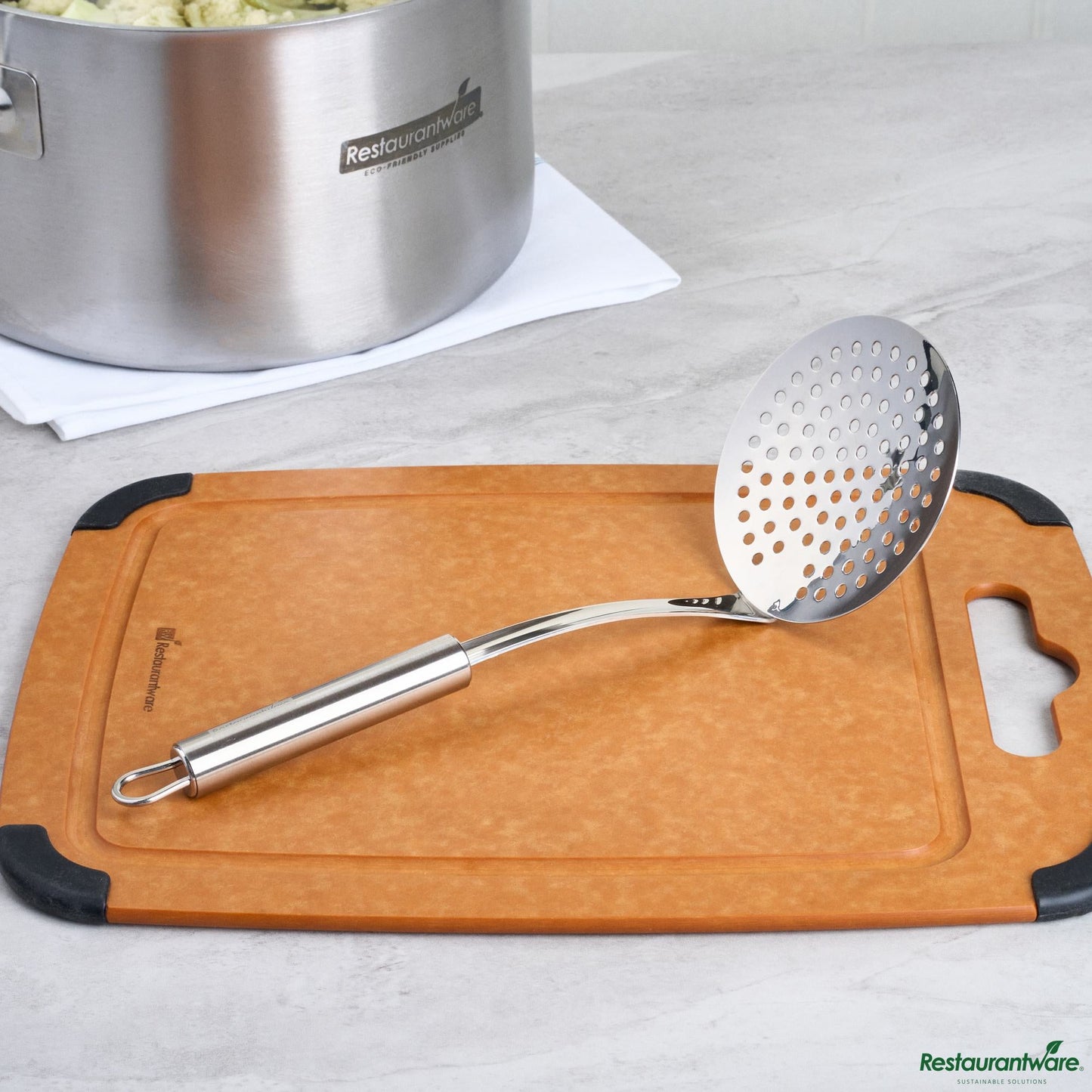 Wholesale Restaurantware Stainless Steel Skimmer - 12.1" X 4.3" X 3"- Bulk