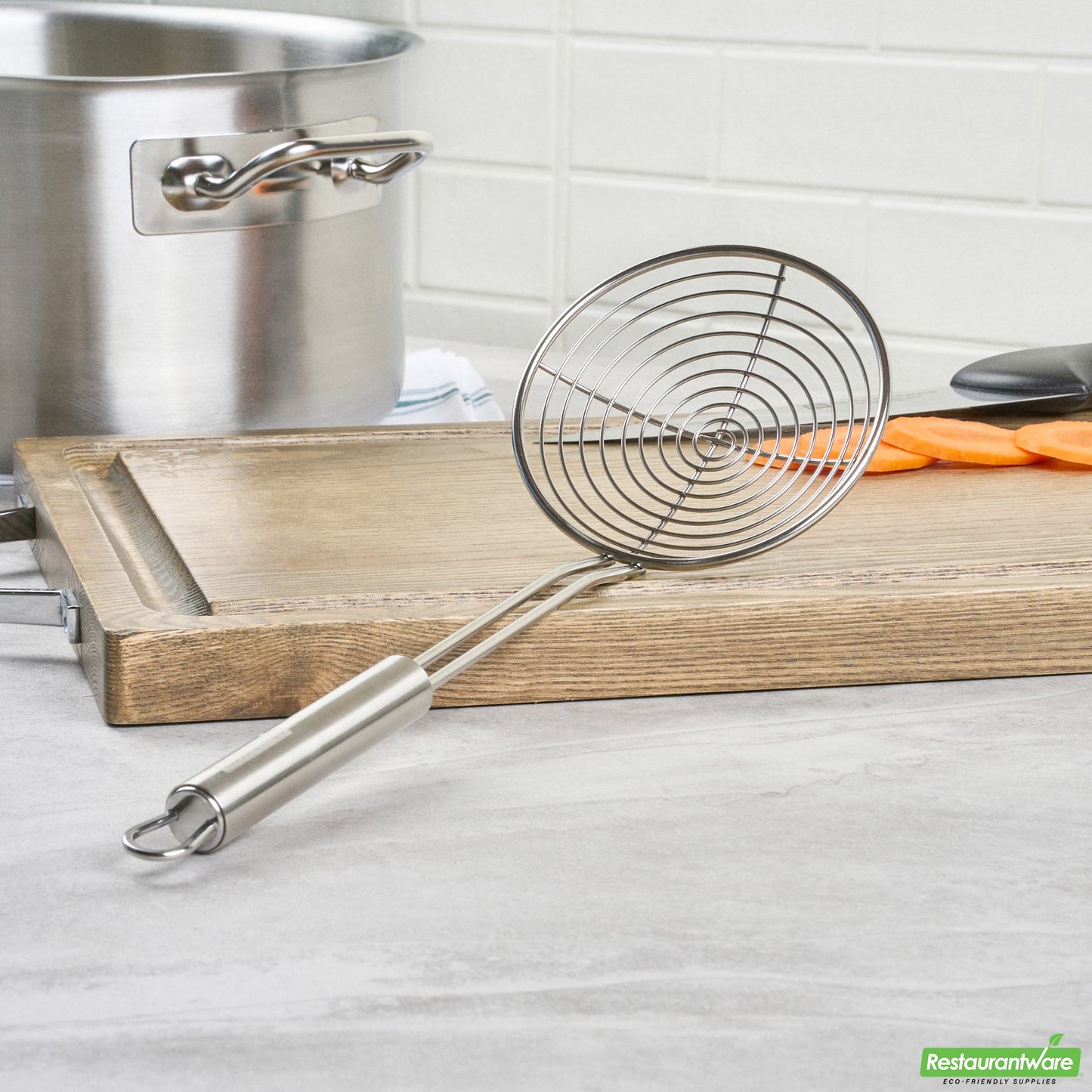 Wholesale Restaurantware Stainless Steel Spiral Wire Skimmer - 13.9" X 4.8" X 1.9"- Bulk