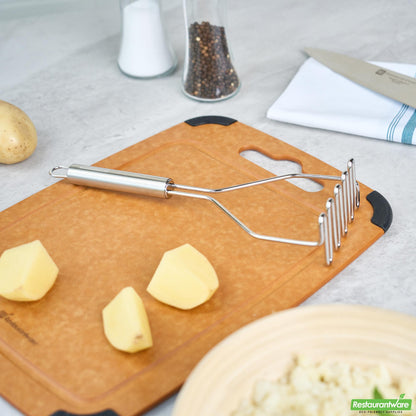 Wholesale Restaurantware Stainless Steel Square-Faced Potato / Bean Masher- Bulk