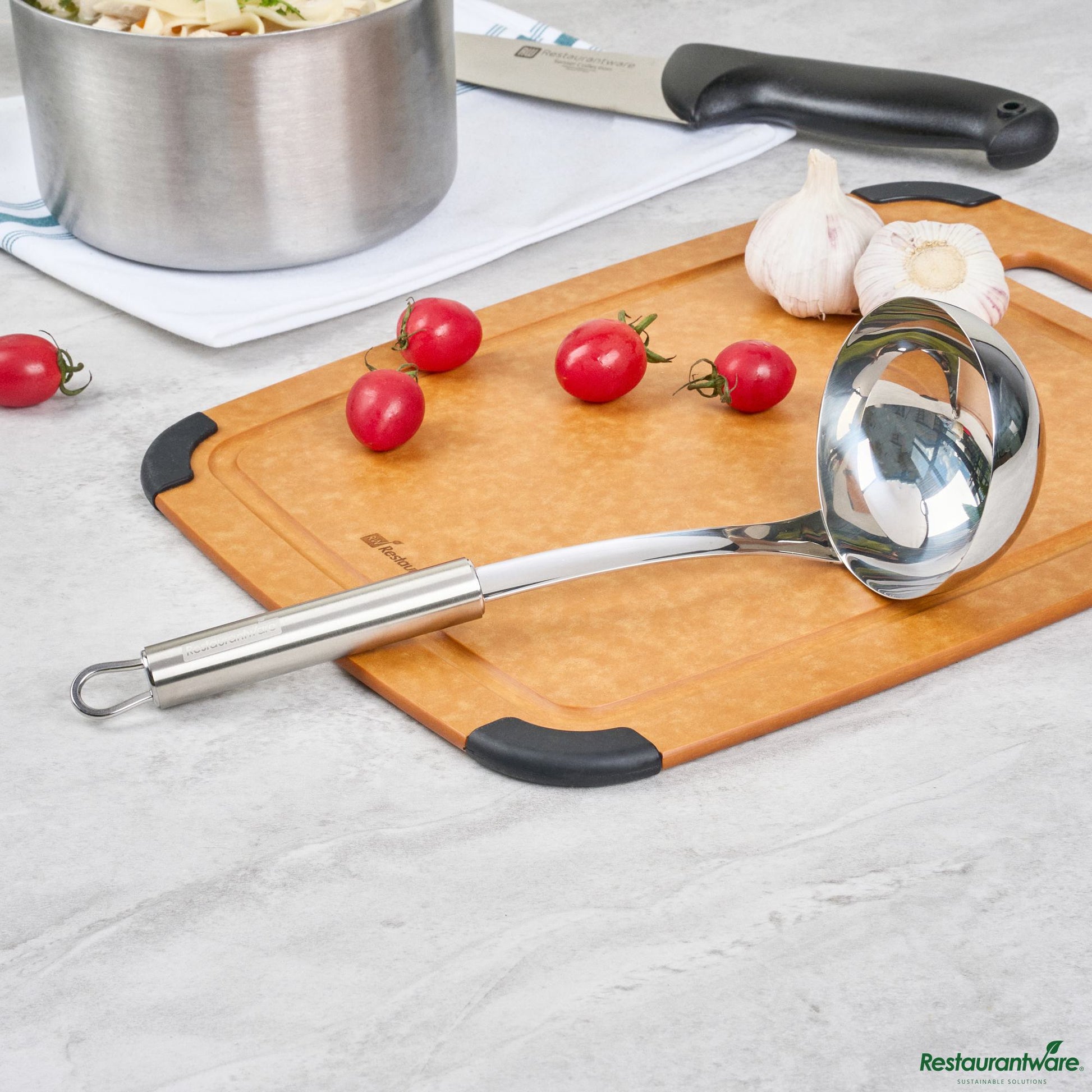 Wholesale Restaurantware Stainless Steel Serving Ladle - One-Piece - 11.4" X 3.5" X 3.3"- Bulk