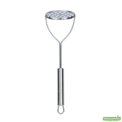 Wholesale Restaurantware Stainless Steel Round-Faced Potato / Bean Masher - 11" X 3.4" X 2.7"- Bulk