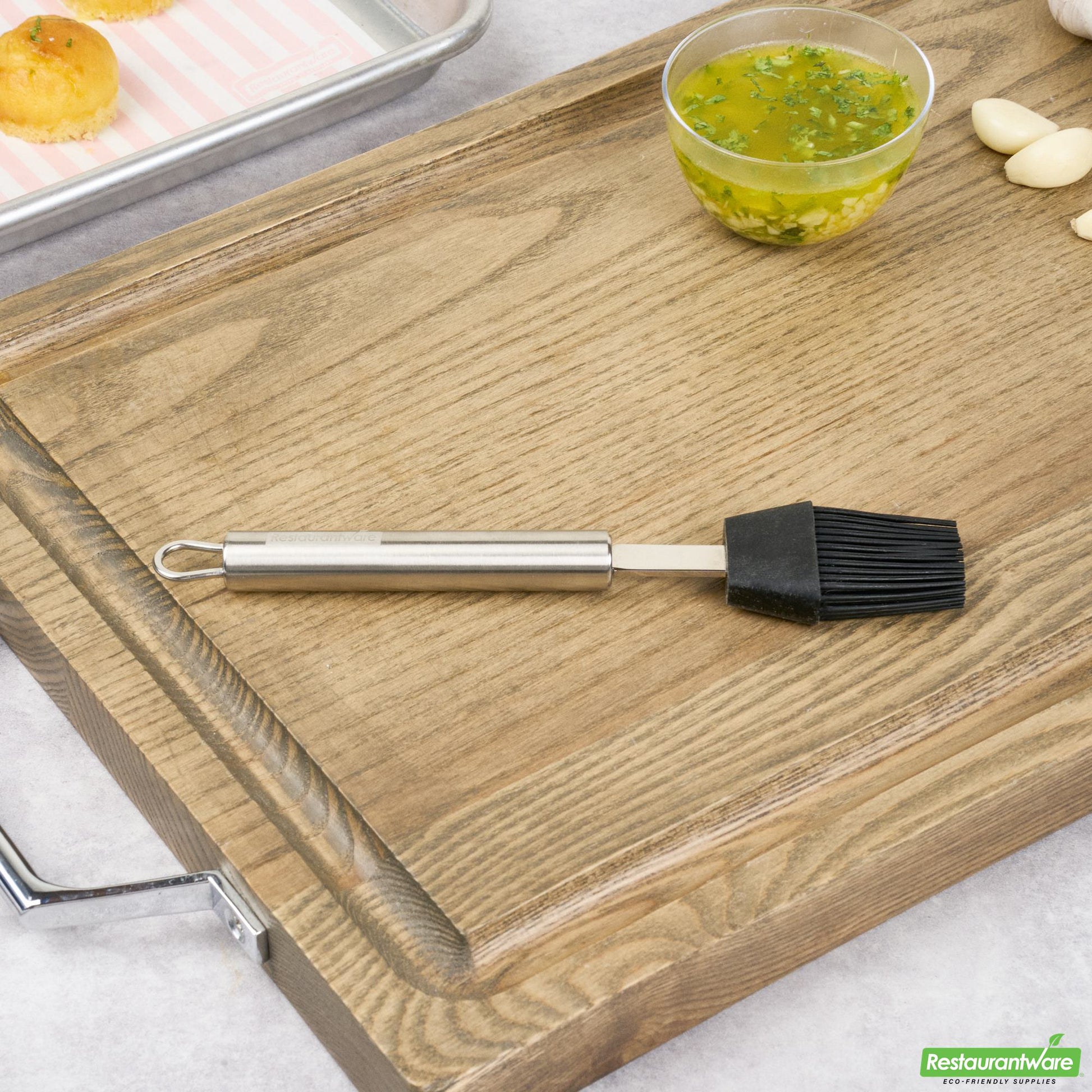 Wholesale Restaurantware Black Silicone Pastry and Basting Brush - Stainless Steel Handle - 7.8" X 1.3" X 0.8"- Bulk