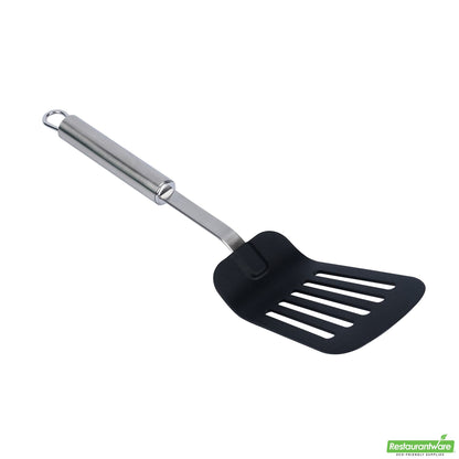 Wholesale Restaurantware Black Nylon High Heat Slotted Turner / Spatula - 12.4" X 3.1" X 1.5"- Bulk