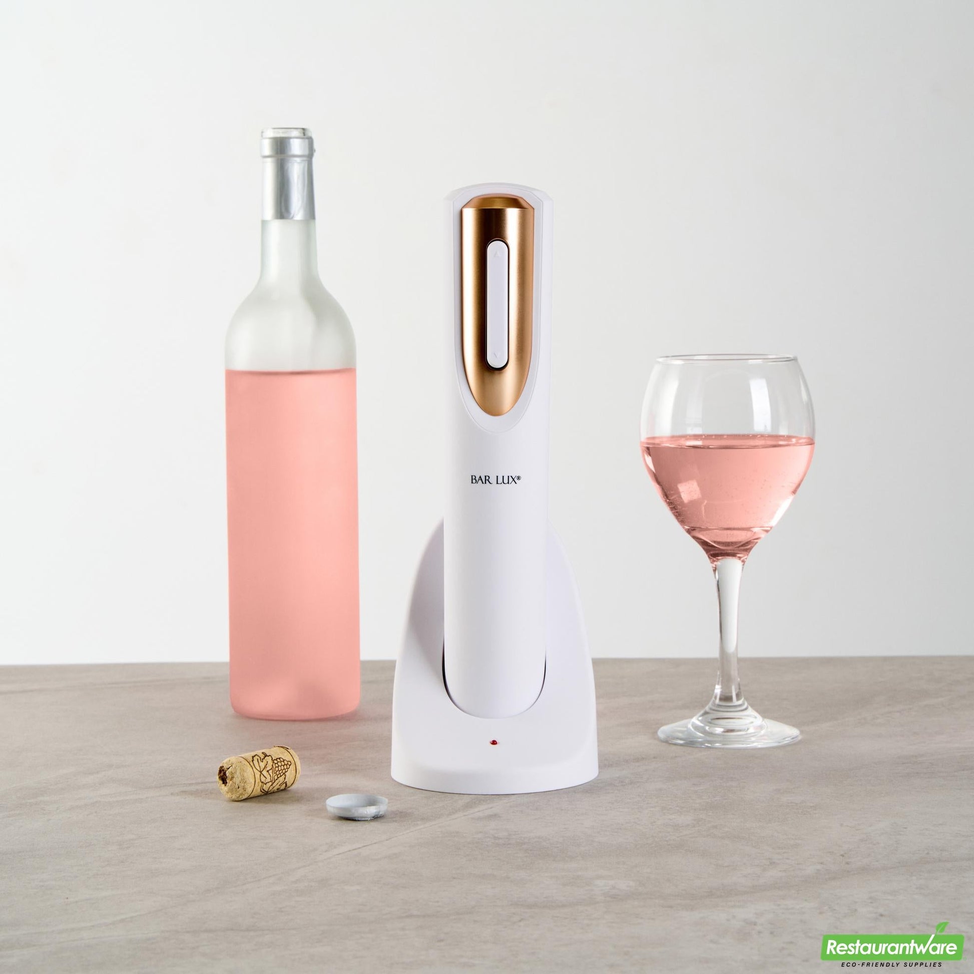Wholesale Restaurantware White and Rose Gold Electric Wine Opener - 4.4" X 4" X 11.5"- Bulk
