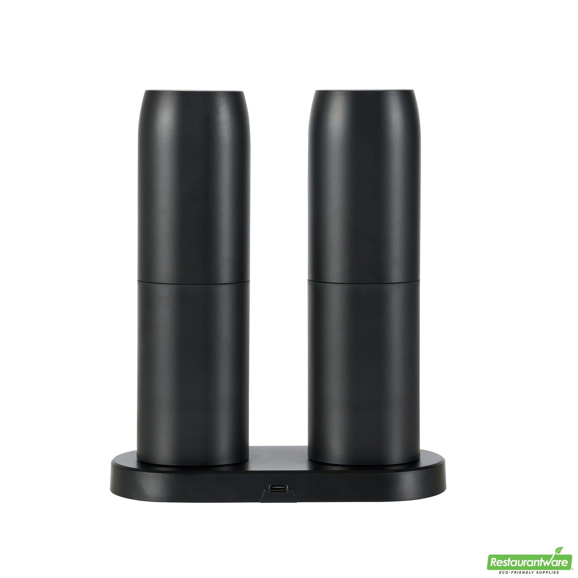 Wholesale Restaurantware Black Electric Salt and Pepper Grinder Set - with Charging Base - 6.5" X 2.9" X 7.7"- Bulk