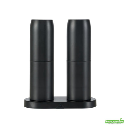 Wholesale Restaurantware Black Electric Salt and Pepper Grinder Set - with Charging Base - 6.5" X 2.9" X 7.7"- Bulk