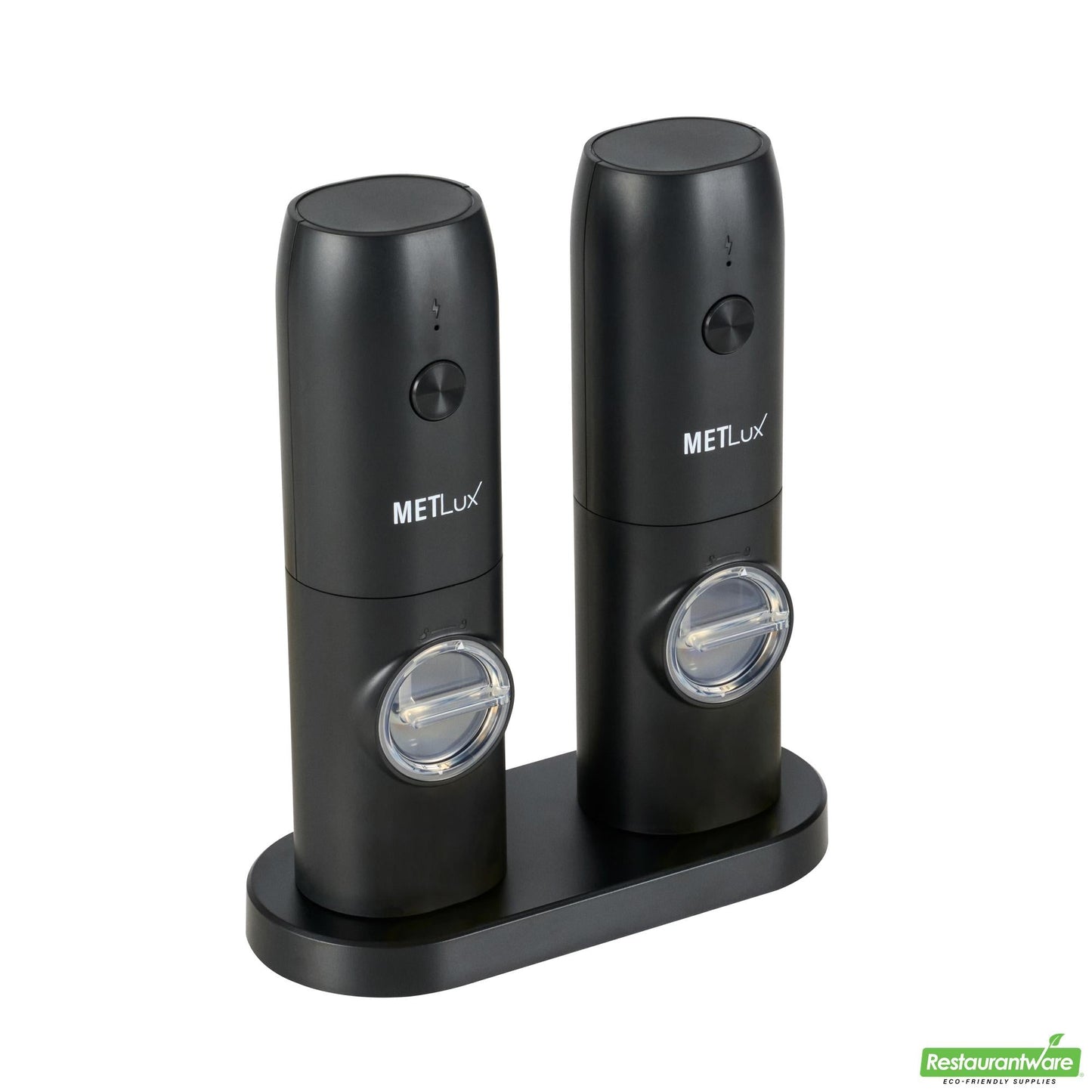 Wholesale Restaurantware Black Electric Salt and Pepper Grinder Set - with Charging Base - 6.5" X 2.9" X 7.7"- Bulk