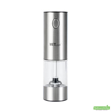 Wholesale Restaurantware Black Electric Salt or Pepper Grinder - Rechargeable, with Led Light - 2" X 2" X 7.4"- Bulk