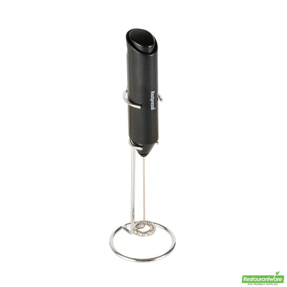 Wholesale Restaurantware Black Electric Handheld Milk Frother - Battery-Operated, with Stand - 1.4" X 1" X 8.5"- Bulk