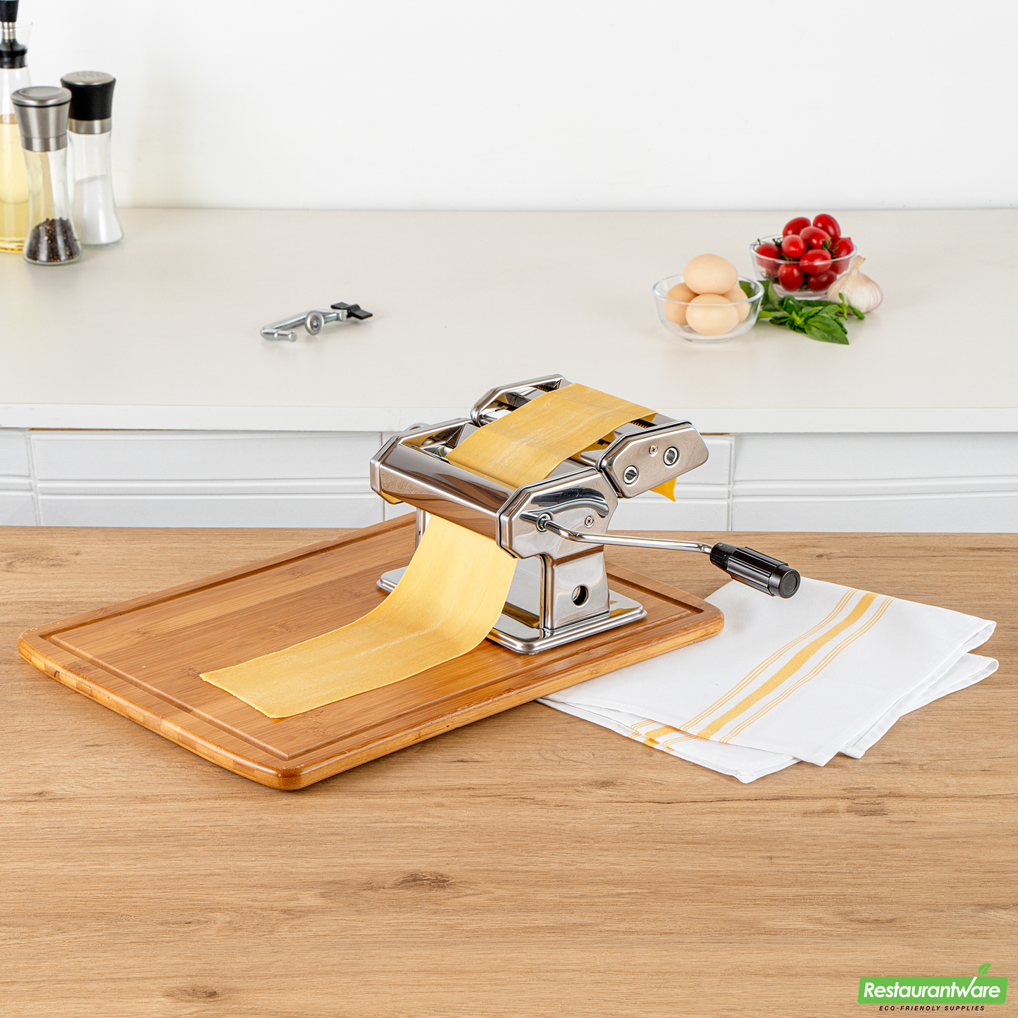 Wholesale Restaurantware Stainless Steel Manual Pasta Machine - 9 Adjustable Thickness Settings - 8.3" X 7.8" X 6.2"- Bulk