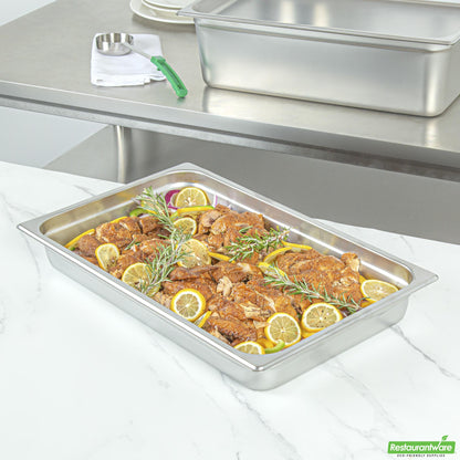 Wholesale Restaurantware Kitchen Tek Stainless Steel Full Size Steam Table Pan - 2 1/2 Inch Deep, Anti Jam- Bulk