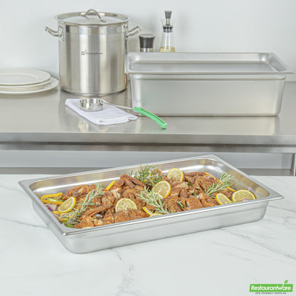 Wholesale Restaurantware Kitchen Tek Stainless Steel Full Size Steam Table Pan - 2 1/2 Inch Deep, Anti Jam- Bulk