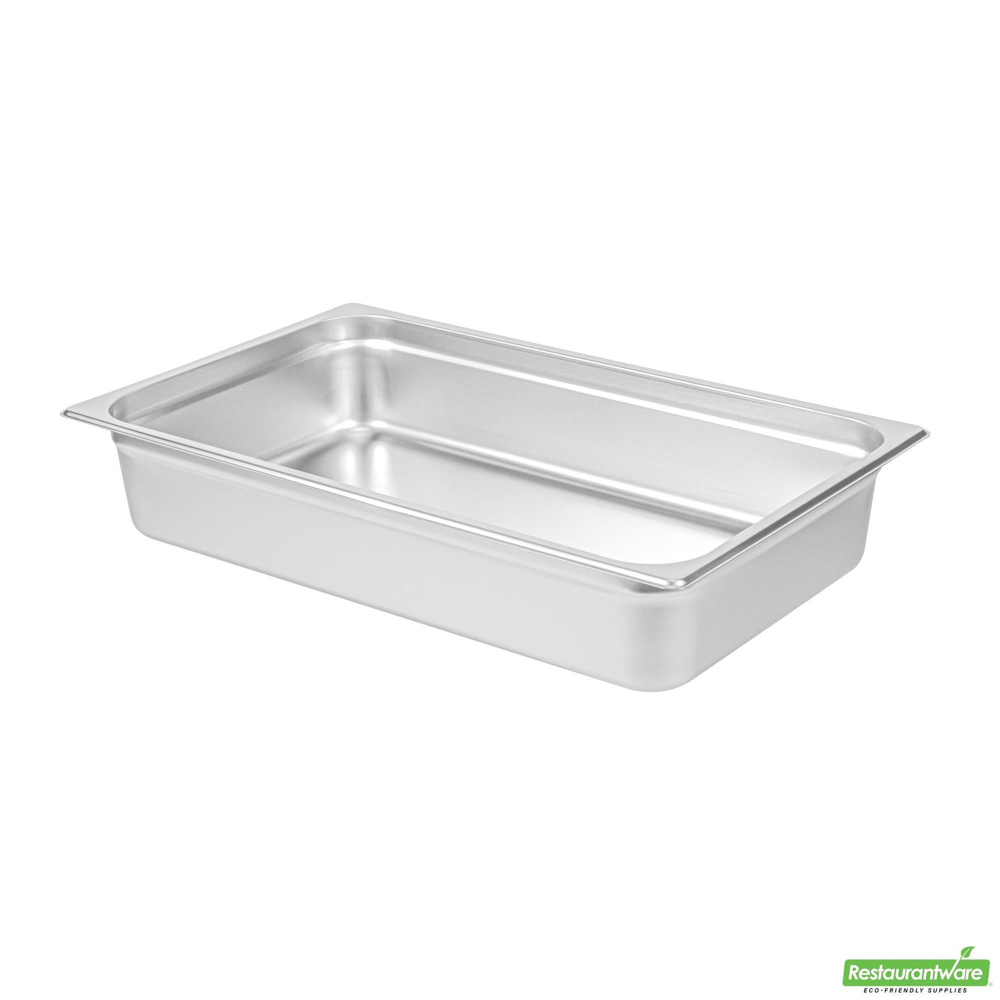Wholesale Restaurantware Kitchen Tek Stainless Steel Full Size Steam Table Pan - 4 Inch Deep, Anti Jam- Bulk