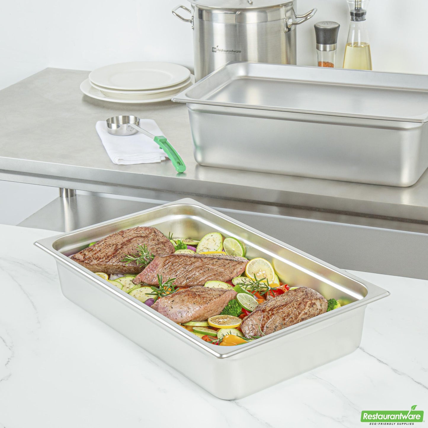 Wholesale Restaurantware Kitchen Tek Stainless Steel Full Size Steam Table Pan - 4 Inch Deep, Anti Jam- Bulk