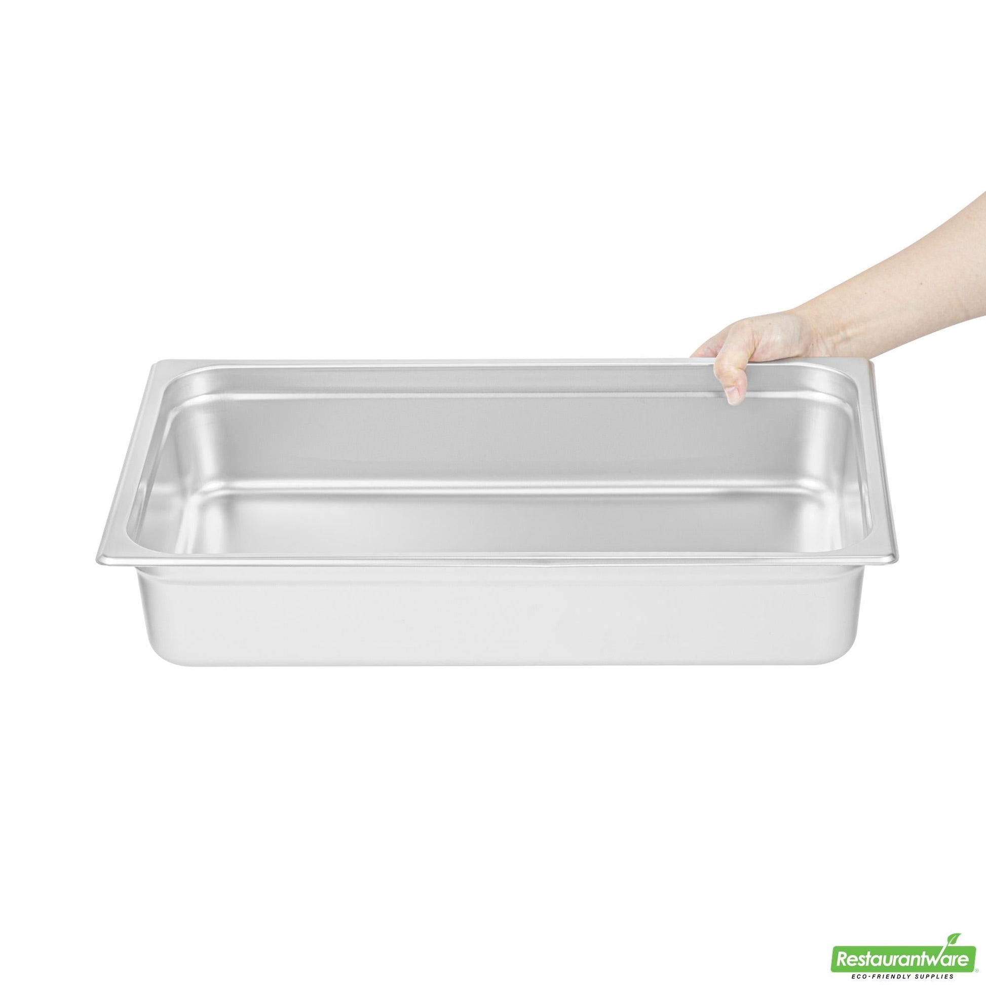 Wholesale Restaurantware Kitchen Tek Stainless Steel Full Size Steam Table Pan - 4 Inch Deep, Anti Jam- Bulk