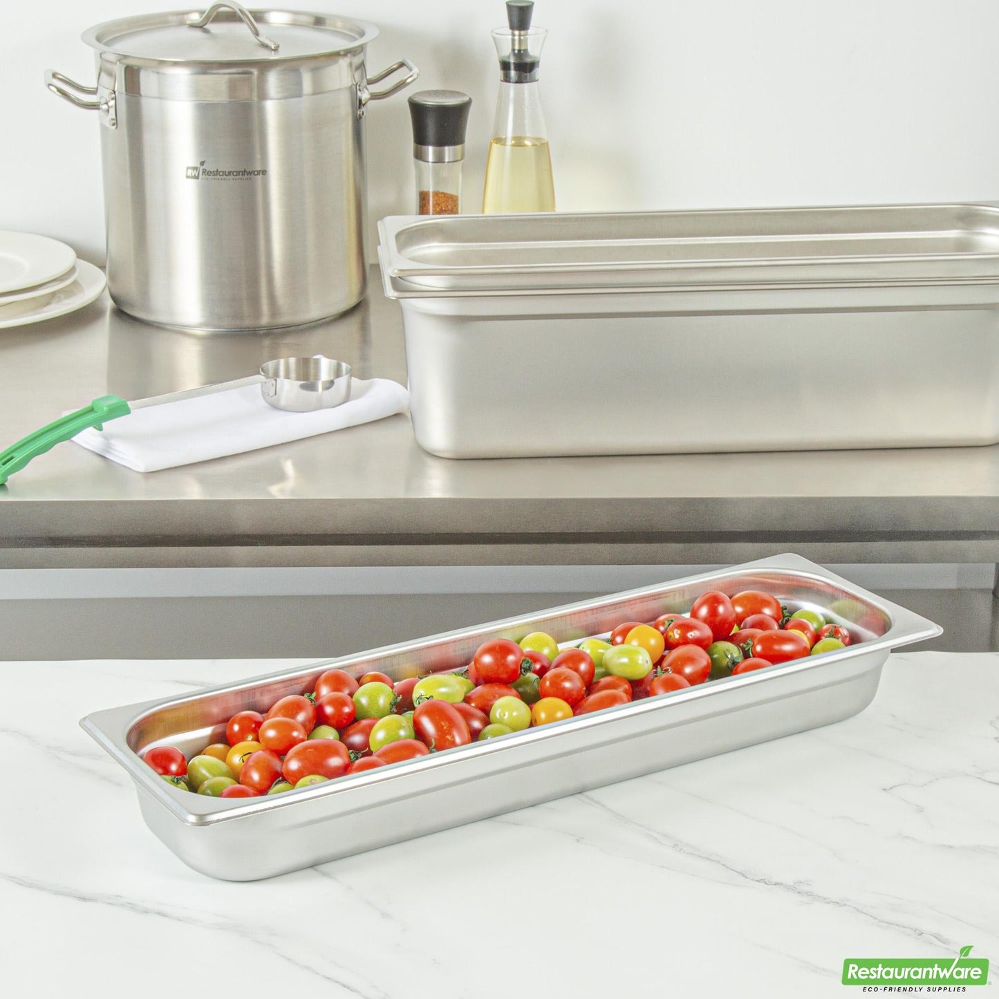 Wholesale Restaurantware Stainless Steel 1/2 Size Long Steam Table Pan - 2 1/2 Inch Deep- Bulk