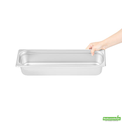 Wholesale Restaurantware Stainless Steel 1/2 Size Long Steam Table Pan - 4 Inch Deep- Bulk