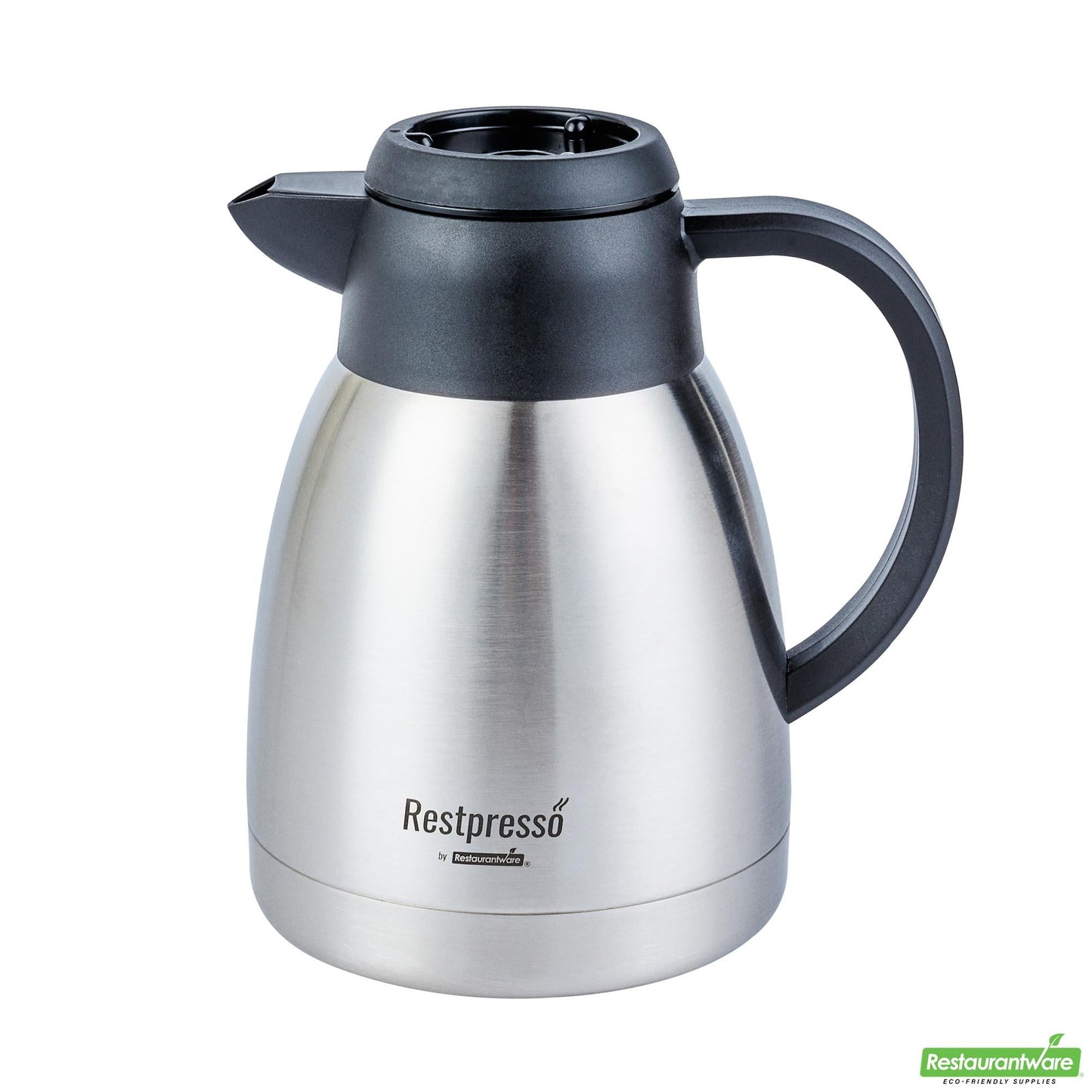 Wholesale Restaurantware Restpresso 34 Oz Insulated Coffee Carafe / Server - with Regular and Decaf Brew Thru Lids - 7 3/4" X 5 1/2" X 7" - 1 Count Box- Bulk