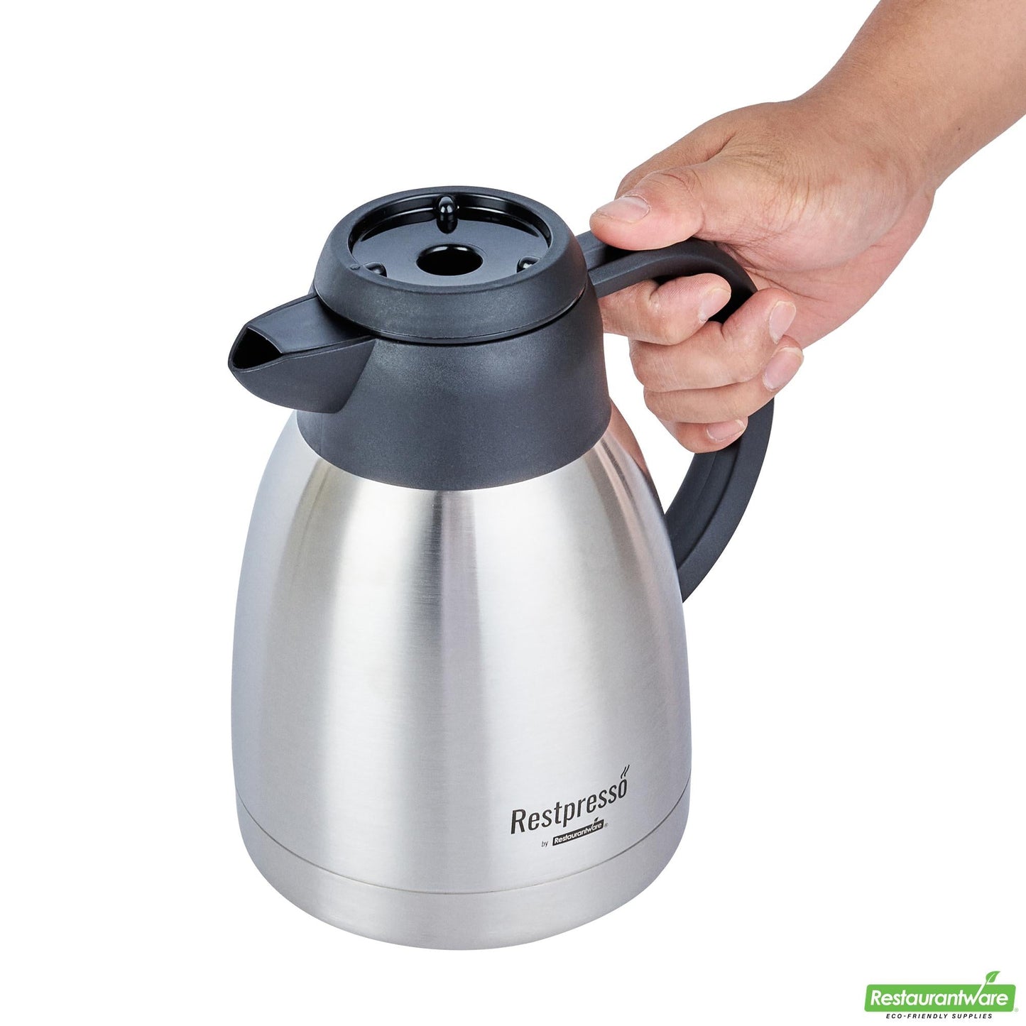 Wholesale Restaurantware Restpresso 34 Oz Insulated Coffee Carafe / Server - with Regular and Decaf Brew Thru Lids - 7 3/4" X 5 1/2" X 7" - 1 Count Box- Bulk