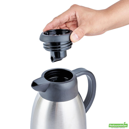 Wholesale Restaurantware Restpresso 51 Oz Insulated Coffee Carafe / Server - with Regular and Decaf Brew Thru Lids - 7 3/4" X 5 1/2" X 8 1/4" - 1 Count Box- Bulk