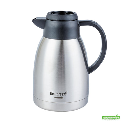 Wholesale Restaurantware Restpresso 51 Oz Insulated Coffee Carafe / Server - with Regular and Decaf Brew Thru Lids - 7 3/4" X 5 1/2" X 8 1/4" - 1 Count Box- Bulk