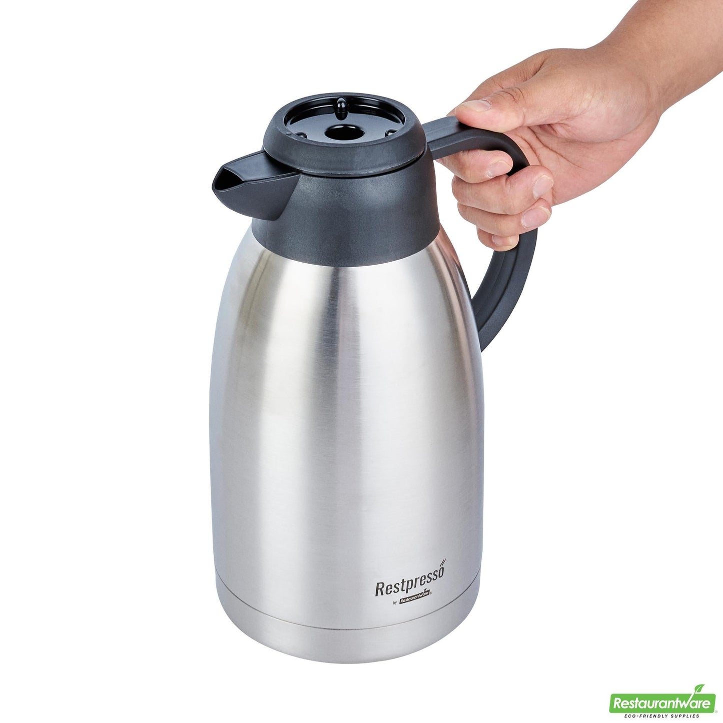 Wholesale Restaurantware Restpresso 68 Oz Insulated Coffee Carafe / Server - with Regular and Decaf Brew Thru Lids - 11 1/4" X 5 1/2" X 7" - 1 Count Box- Bulk