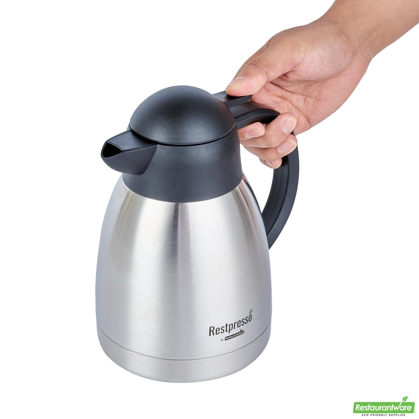 Wholesale Restaurantware Restpresso 34 Oz Vacuum Insulated Coffee Carafe / Server - with Label Tags - 7 3/4" X 5 1/2" X 7" - 1 Count Box- Bulk