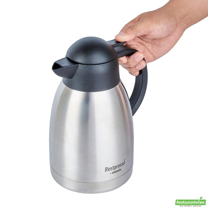 Wholesale Restaurantware Restpresso 51 Oz Vacuum Insulated Coffee Carafe / Server - with Label Tags - 7 3/4" X 5 1/2" X 8 1/4" - 1 Count Box- Bulk
