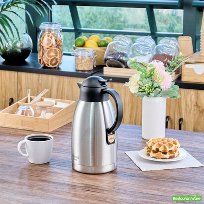 Wholesale Restaurantware Restpresso 68 Oz Vacuum Insulated Coffee Carafe / Server - with Label Tags - 11 1/4" X 5 1/2" X 7" - 1 Count Box- Bulk