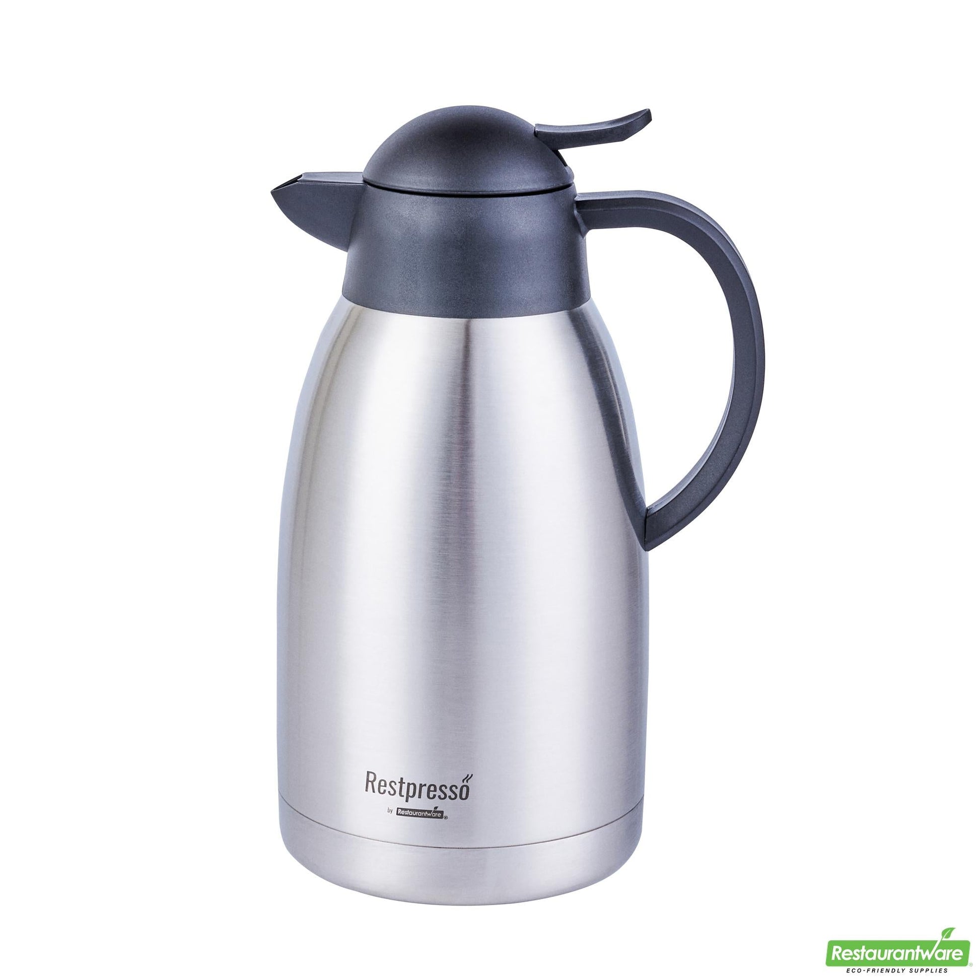 Wholesale Restaurantware Restpresso 68 Oz Vacuum Insulated Coffee Carafe / Server - with Label Tags - 11 1/4" X 5 1/2" X 7" - 1 Count Box- Bulk