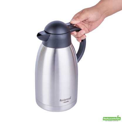 Wholesale Restaurantware Restpresso 68 Oz Vacuum Insulated Coffee Carafe / Server - with Label Tags - 11 1/4" X 5 1/2" X 7" - 1 Count Box- Bulk