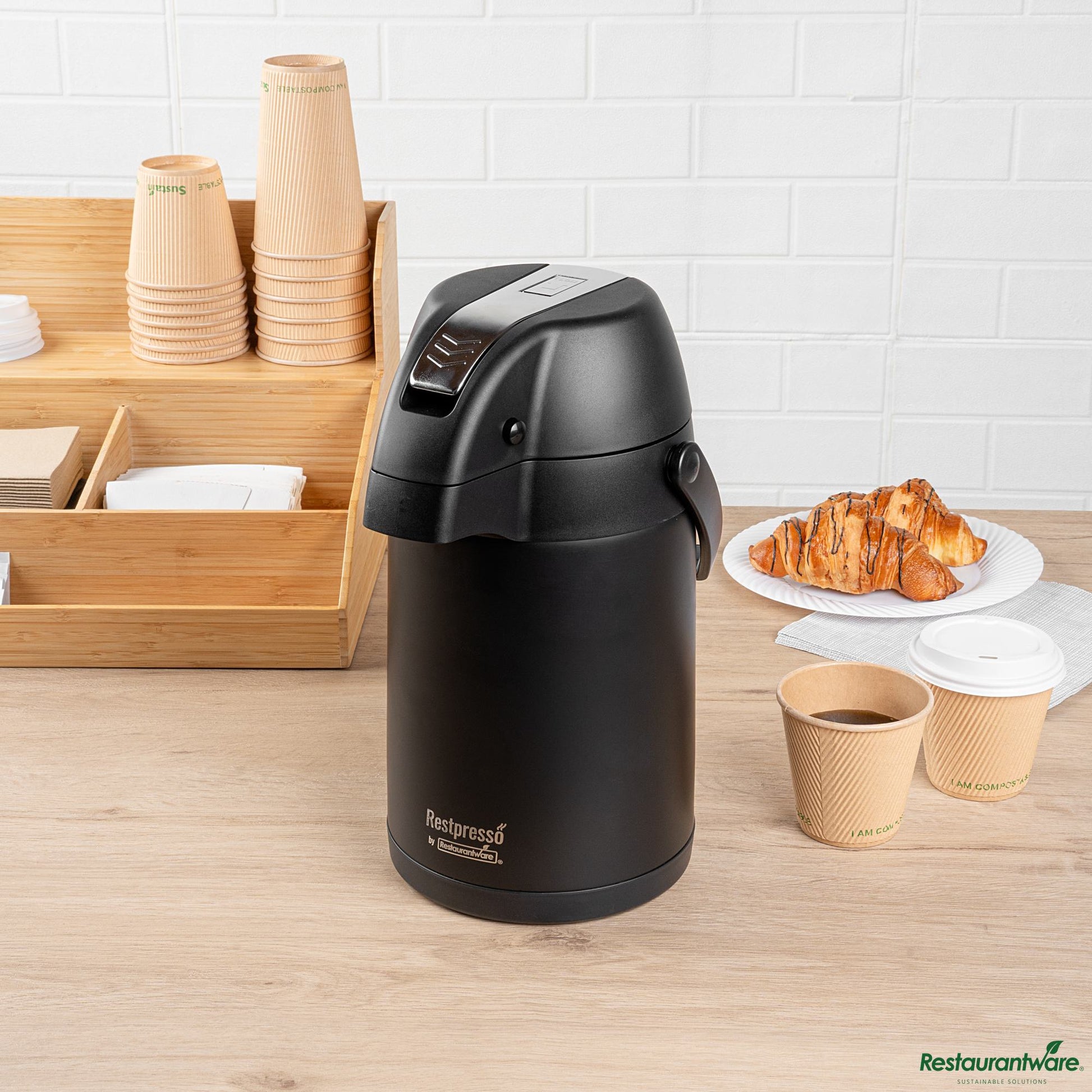 Wholesale Restaurantware 3l Black Vacuum Insulated Airpot Coffee Dispenser - Pump Lever - 9.4" X 6.7" X 13.9"- Bulk