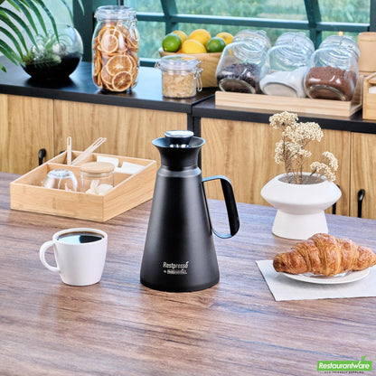 Wholesale Restaurantware Restpresso 34 Oz Black Vacuum Insulated Coffee / Tea Server - 360 Degree Pour - 1 Count Box- Bulk