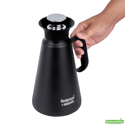 Wholesale Restaurantware Restpresso 34 Oz Black Vacuum Insulated Coffee / Tea Server - 360 Degree Pour - 1 Count Box- Bulk