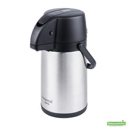 Wholesale Restaurantware Restpresso 2.2l Vacuum Insulated Airpot Coffee Dispenser - Pump Lever, 12 Hr Heat Retention, with Hanging Tag and Decals - 1 Count Box- Bulk