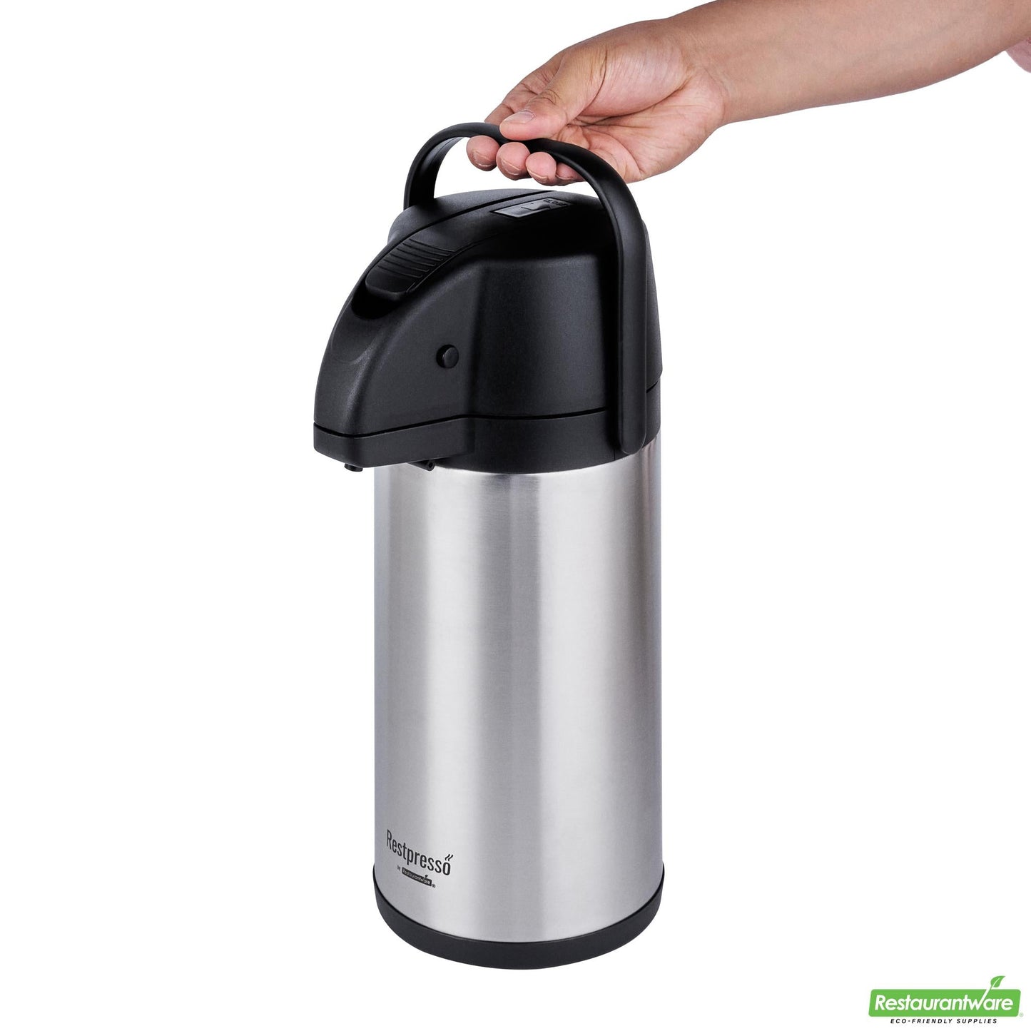 Wholesale Restaurantware Restpresso 3l Vacuum Insulated Airpot Coffee Dispenser - Pump Lever, 12 Hr Heat Retention, with Hanging Tag and Decals - 1 Count Box- Bulk