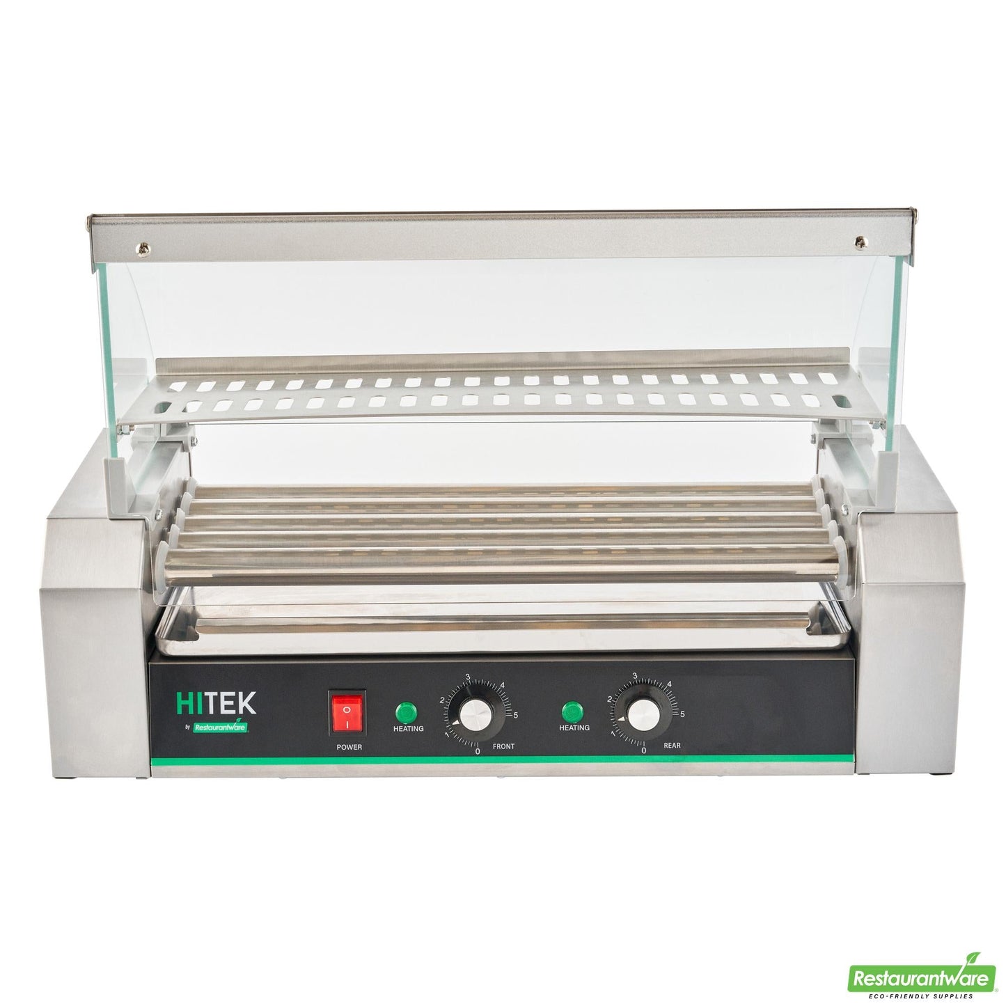 Wholesale Restaurantware Hi Tek Stainless Steel Hot Dog Roller Grill Warmer - Fits 12 Hot Dogs and 4 Buns, Sneeze Guard - 1 Count Box- Bulk