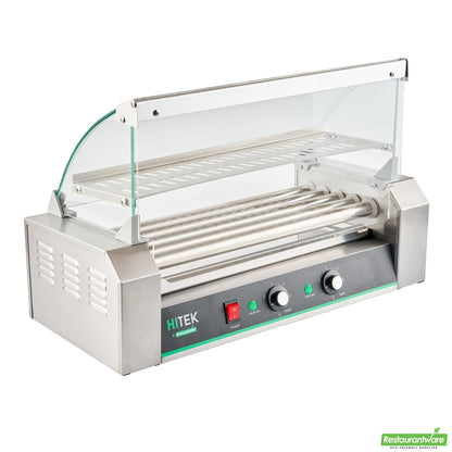 Wholesale Restaurantware Hi Tek Stainless Steel Hot Dog Roller Grill Warmer - Fits 12 Hot Dogs and 4 Buns, Sneeze Guard - 1 Count Box- Bulk