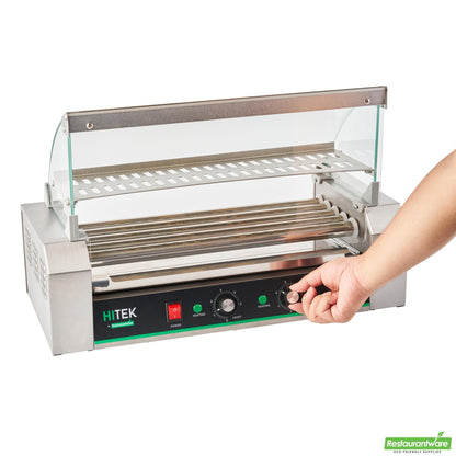 Wholesale Restaurantware Hi Tek Stainless Steel Hot Dog Roller Grill Warmer - Fits 12 Hot Dogs and 4 Buns, Sneeze Guard - 1 Count Box- Bulk